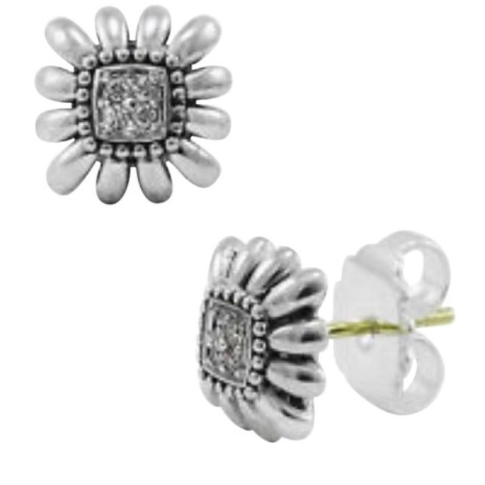 Lagos Pave Diamond Square Stud Earrings